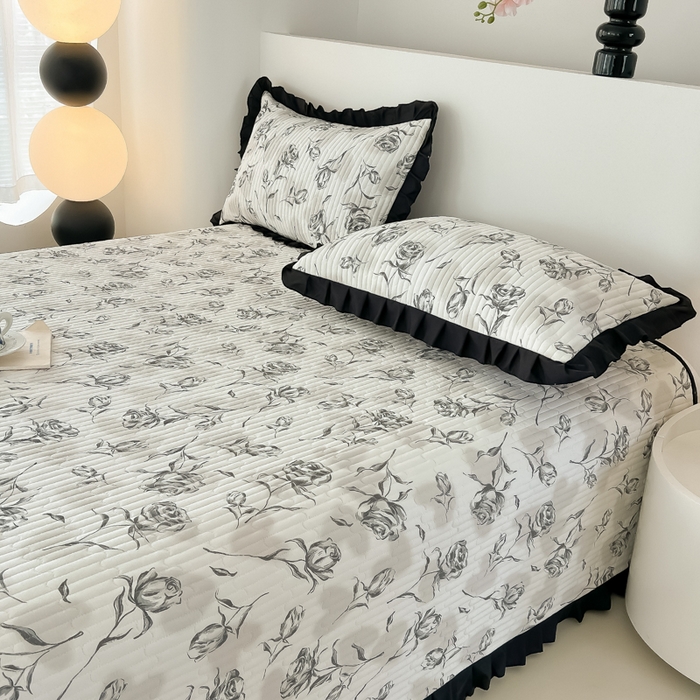 91家纺网 家纺一手货源 找家纺 同田家纺 2025新款A类水洗棉床盖夏被空调被四件套 玫瑰