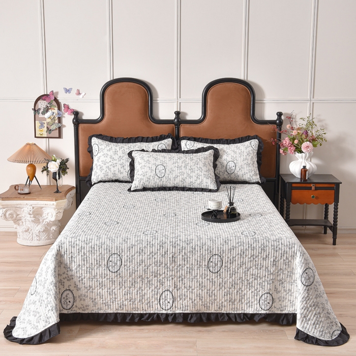 91家纺网 家纺一手货源 找家纺 同田家纺 2025新款A类水洗棉夹棉床盖四件套 花香