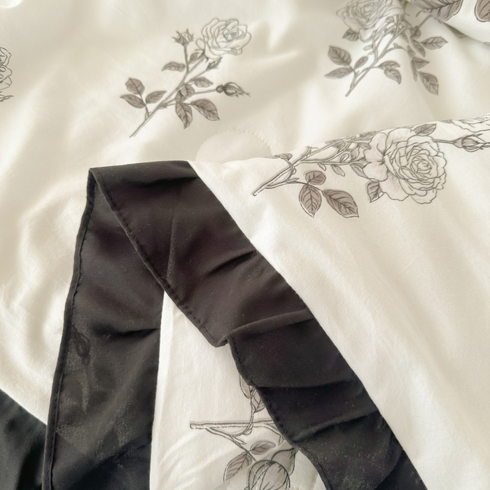 91家纺网 家纺一手货源 找家纺 同田家纺 2025新款A类水洗棉床盖夏被空调被四件套 玫瑰花茶