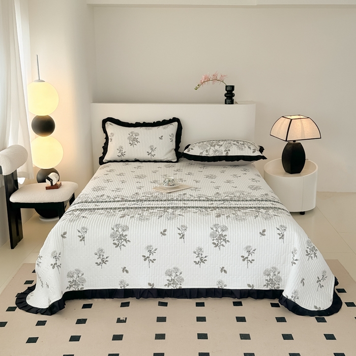 91家纺网 家纺一手货源 找家纺 同田家纺 2025新款A类水洗棉床盖夏被空调被四件套 玫瑰花茶