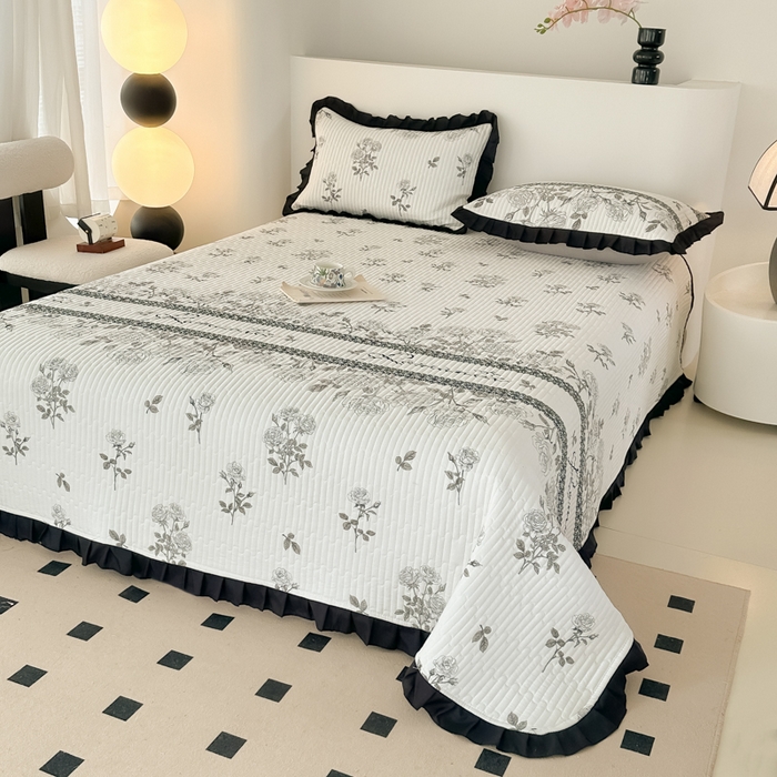 91家纺网 家纺一手货源 找家纺 同田家纺 2025新款A类水洗棉床盖夏被空调被四件套 玫瑰花茶