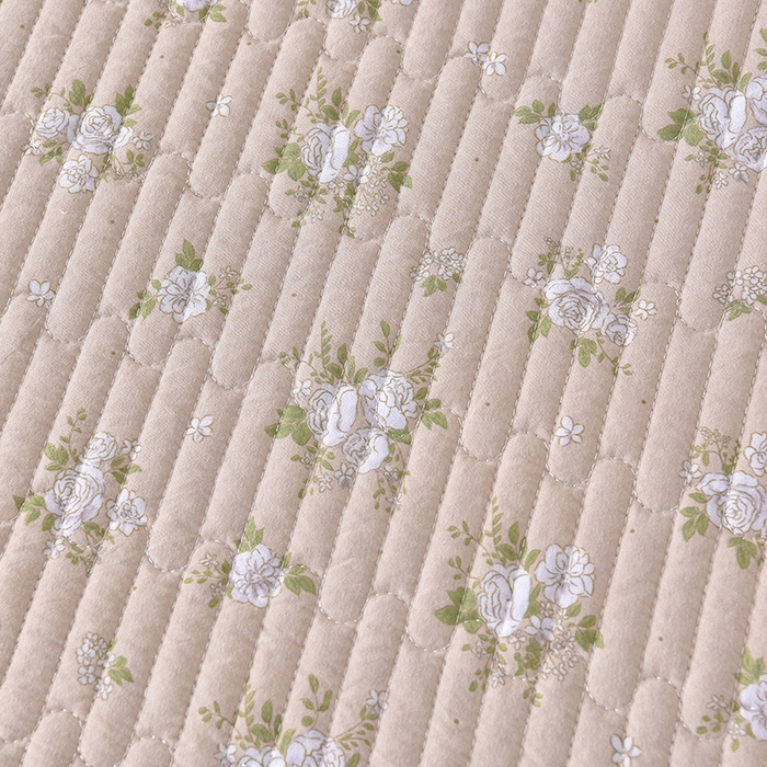 91家纺网 家纺一手货源 找家纺 同田家纺 2025新款A类水洗棉夹棉床盖四件套 茉莉奶白