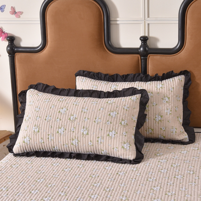 91家纺网 家纺一手货源 找家纺 同田家纺 2025新款A类水洗棉夹棉床盖四件套 茉莉奶白