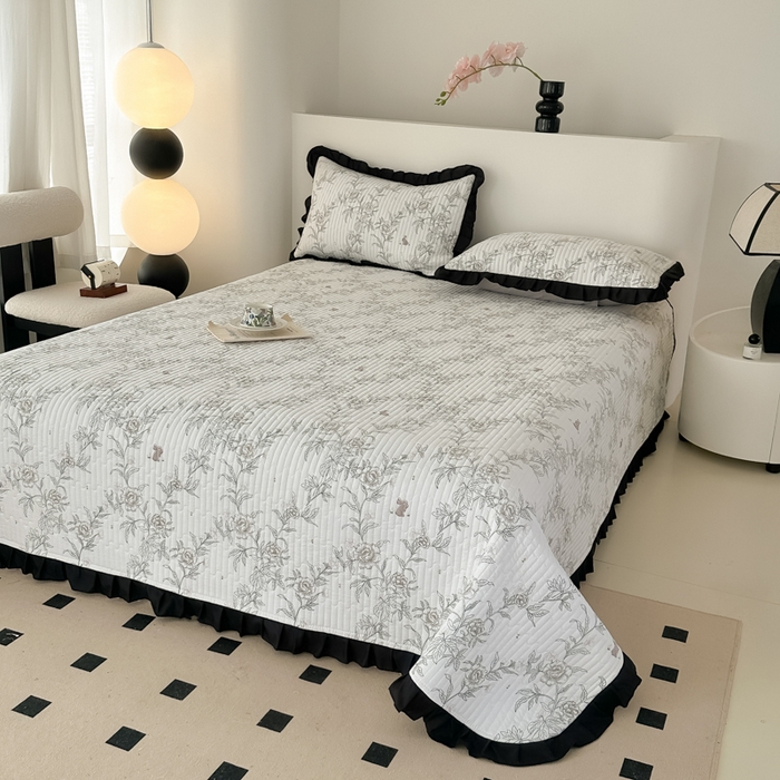 91家纺网 家纺一手货源 找家纺 同田家纺 2025新款A类水洗棉床盖夏被空调被四件套 线条花