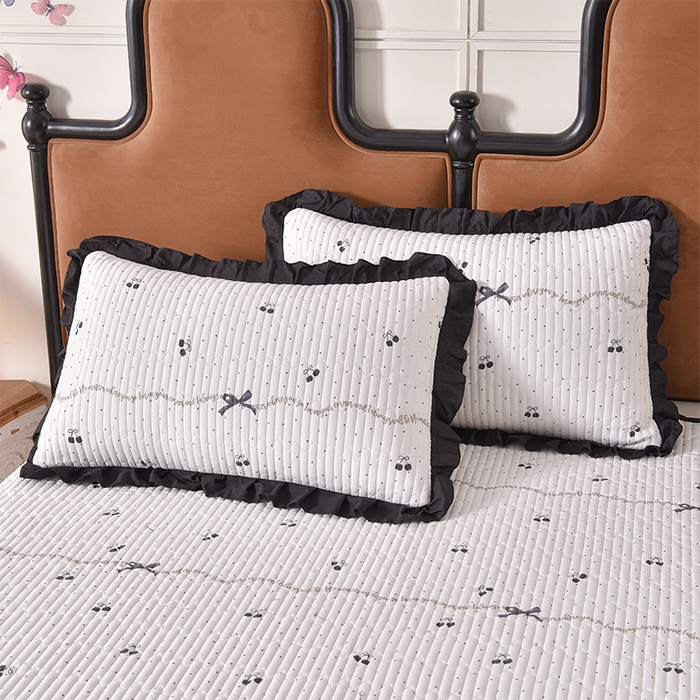 91家纺网 家纺一手货源 找家纺 同田家纺 2025新款A类水洗棉夹棉床盖四件套 车厘子