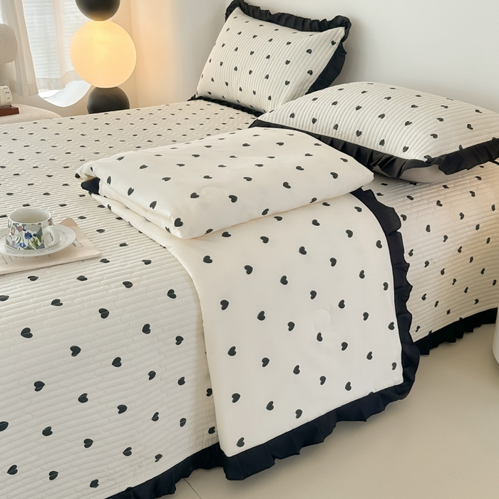 91家纺网 家纺一手货源 找家纺 同田家纺 2025新款A类水洗棉床盖夏被空调被四件套 小爱心