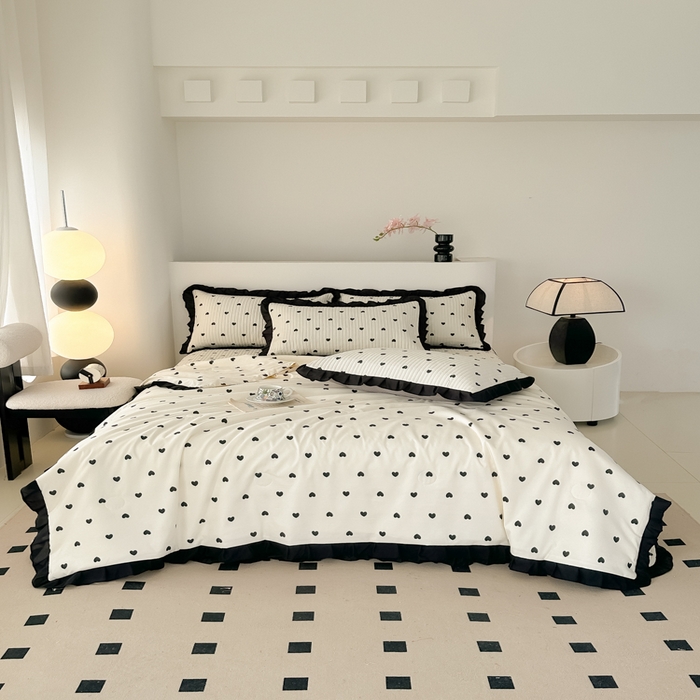 91家纺网 家纺一手货源 找家纺 同田家纺 2025新款A类水洗棉床盖夏被空调被四件套 小爱心