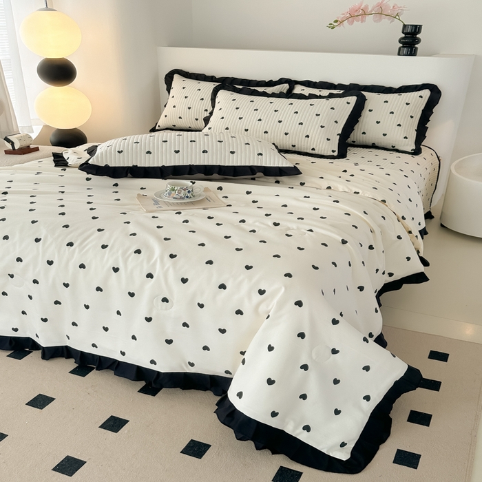 91家纺网 家纺一手货源 找家纺 同田家纺 2025新款A类水洗棉床盖夏被空调被四件套 小爱心