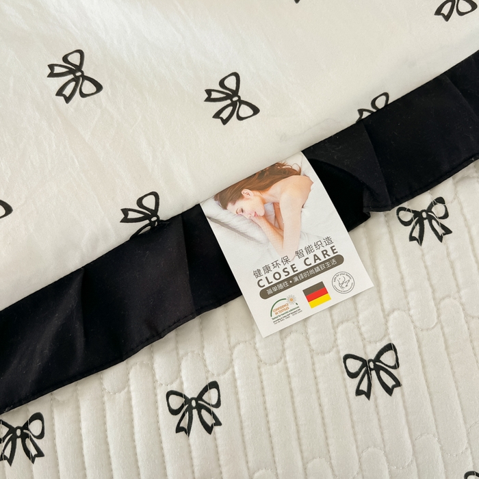 91家纺网 家纺一手货源 找家纺 同田家纺 2025新款A类水洗棉床盖夏被空调被四件套 小蝴蝶结