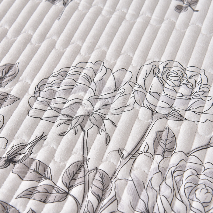 91家纺网 家纺一手货源 找家纺 同田家纺 2025新款A类水洗棉夹棉床盖四件套 玫瑰花茶