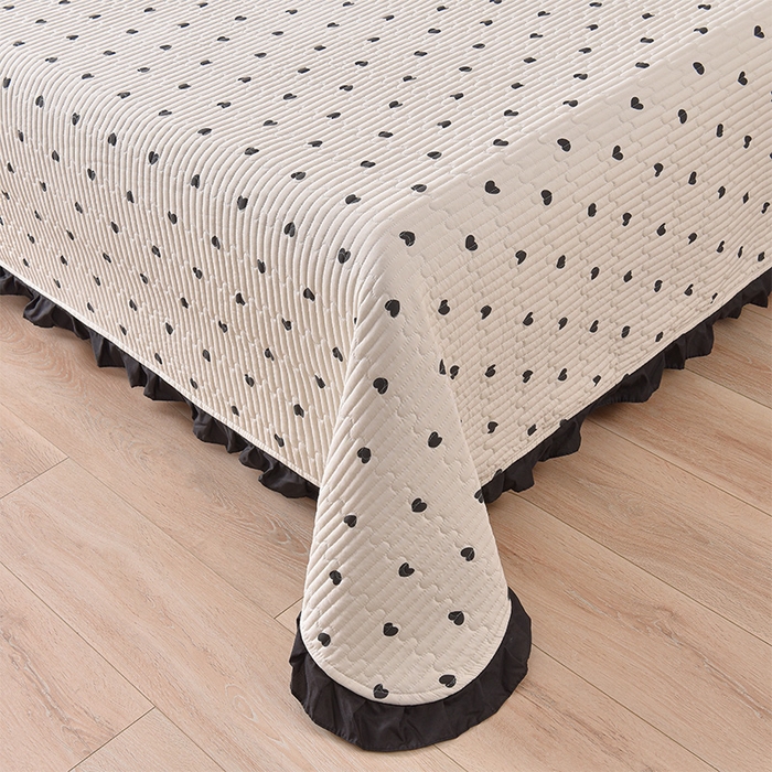 91家纺网 家纺一手货源 找家纺 同田家纺 2025新款A类水洗棉夹棉床盖四件套 小爱心