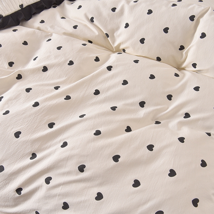 91家纺网 家纺一手货源 找家纺 同田家纺 2025新款A类水洗棉夹棉床盖四件套 小爱心