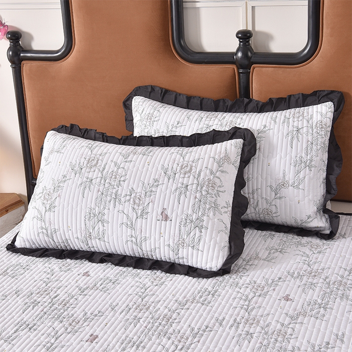 91家纺网 家纺一手货源 找家纺 同田家纺 2025新款A类水洗棉夹棉床盖四件套 线条花