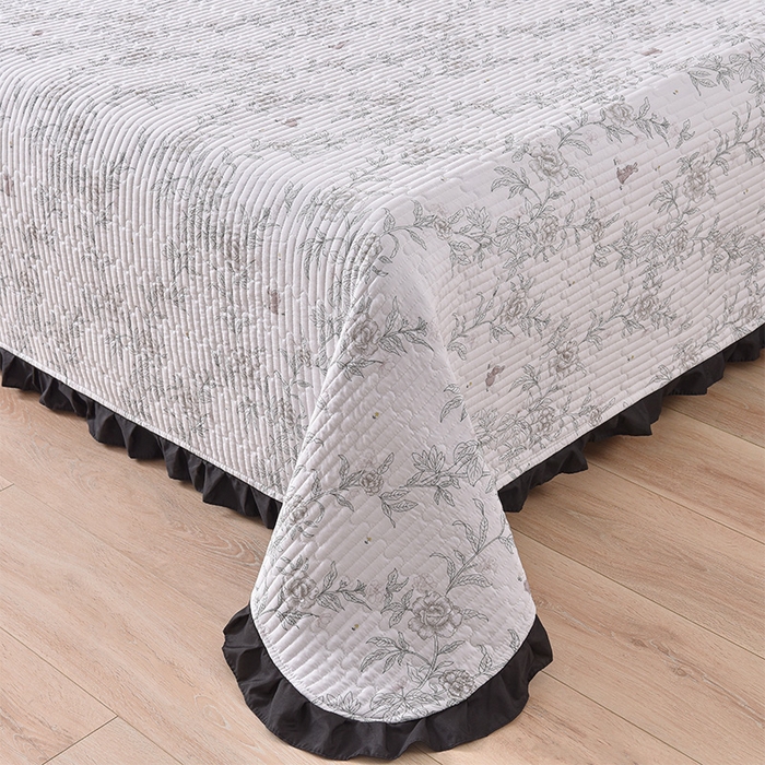 91家纺网 家纺一手货源 找家纺 同田家纺 2025新款A类水洗棉夹棉床盖四件套 线条花