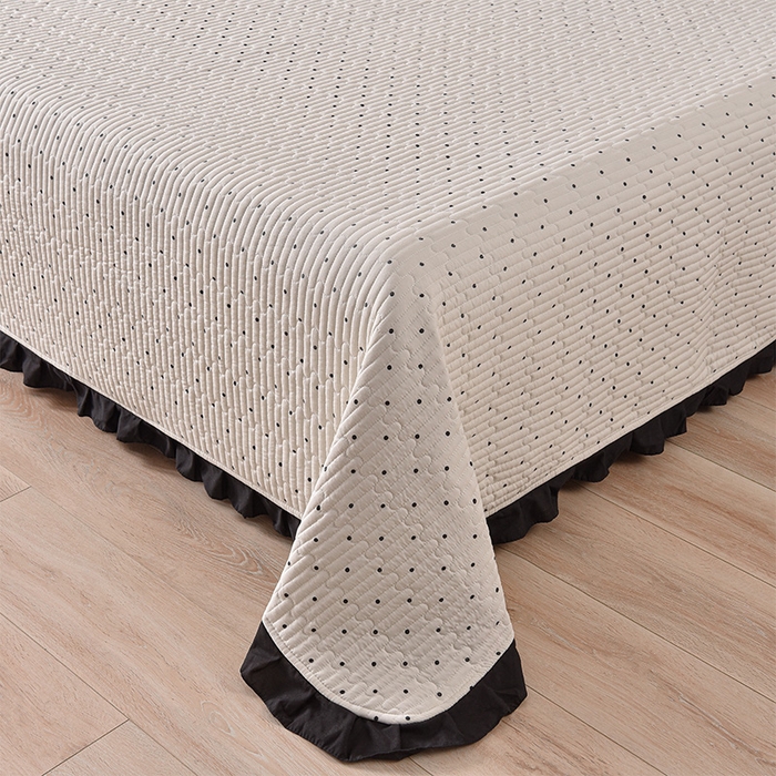 91家纺网 家纺一手货源 找家纺 同田家纺 2025新款A类水洗棉夹棉床盖四件套 波点