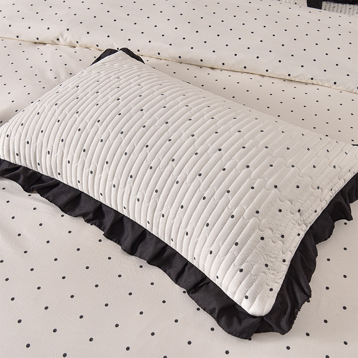 91家纺网 家纺一手货源 找家纺 同田家纺 2025新款A类水洗棉夹棉床盖四件套 波点