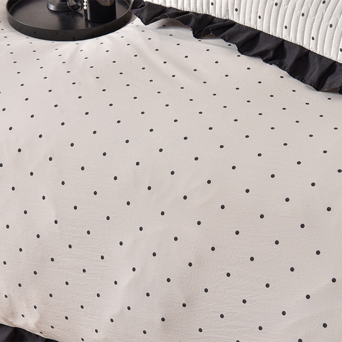 91家纺网 家纺一手货源 找家纺 同田家纺 2025新款A类水洗棉夹棉床盖四件套 波点