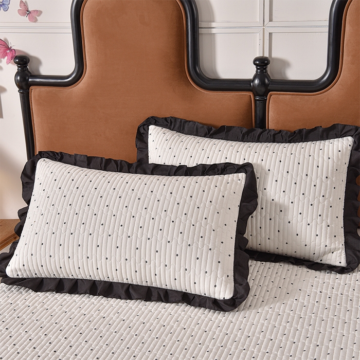 91家纺网 家纺一手货源 找家纺 同田家纺 2025新款A类水洗棉夹棉床盖四件套 波点