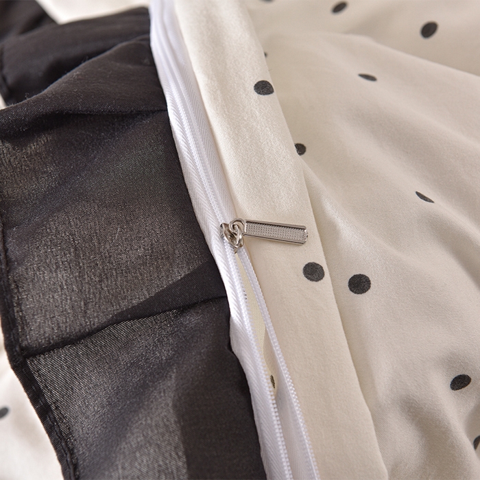 91家纺网 家纺一手货源 找家纺 同田家纺 2025新款A类水洗棉夹棉床盖四件套 波点