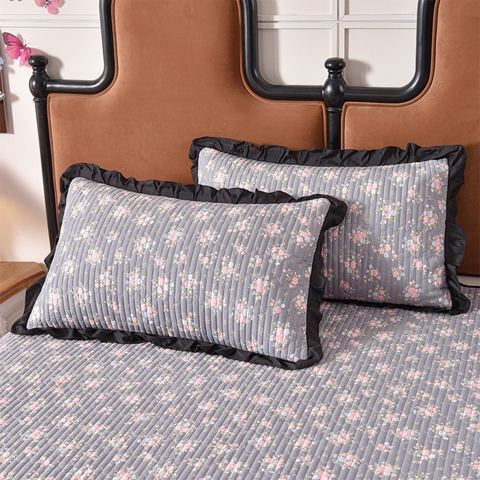 91家纺网 家纺一手货源 找家纺 同田家纺 2025新款A类水洗棉夹棉床盖四件套 繁花