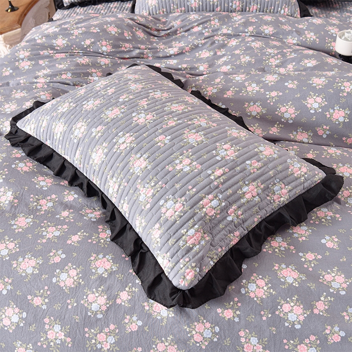 91家纺网 家纺一手货源 找家纺 同田家纺 2025新款A类水洗棉夹棉床盖四件套 繁花