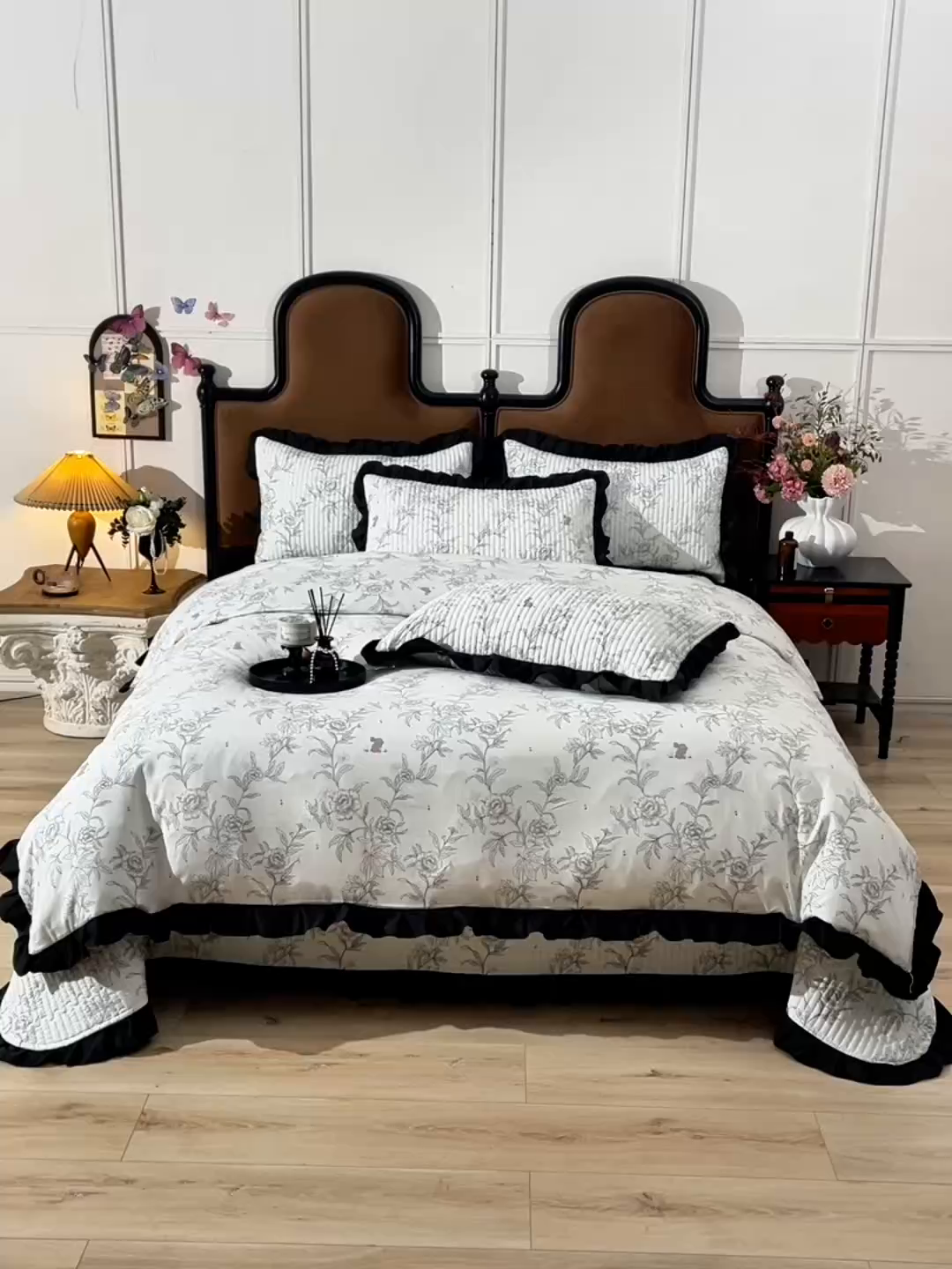 91家纺网 家纺一手货源 找家纺 同田家纺 2025新款A类水洗棉夹棉床盖四件套 线条花