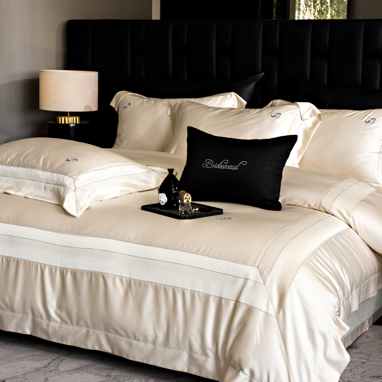 时亿家居 2025新款天丝棉绣花四件套-臻品系列 臻品-金