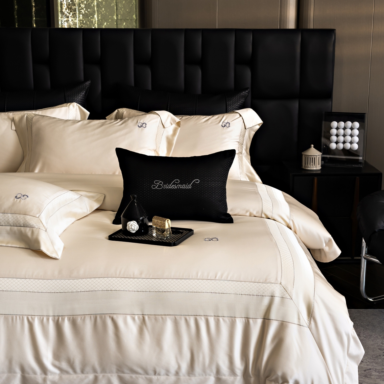 91家纺网 家纺一手货源 找家纺 时亿家居 2025新款天丝棉绣花四件套-臻品系列 臻品-金