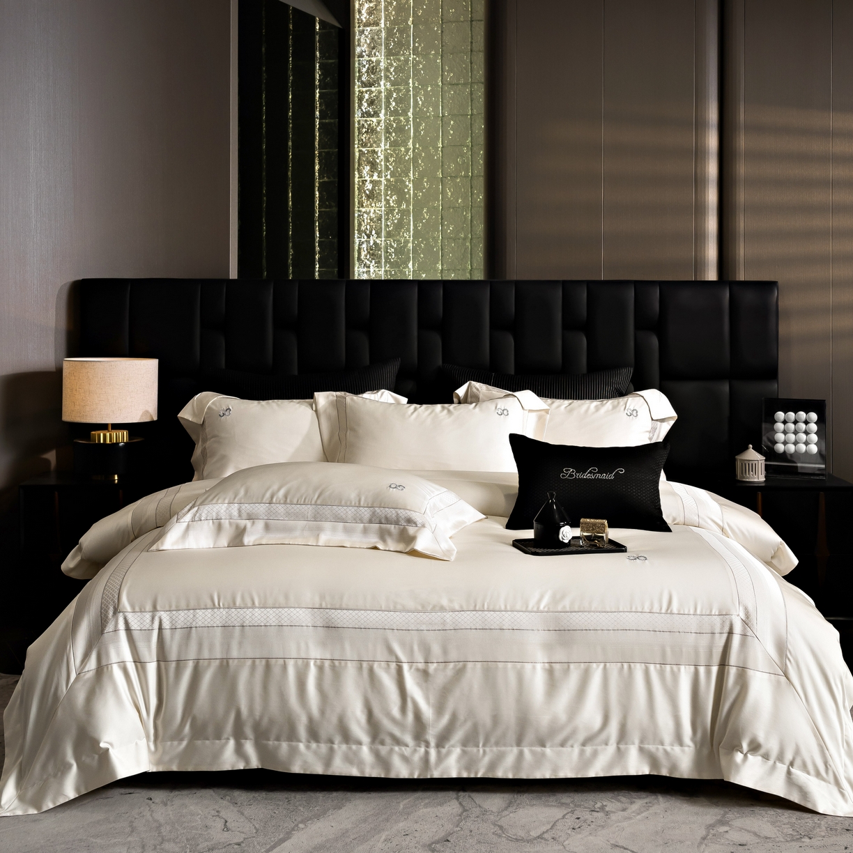 91家纺网 家纺一手货源 找家纺 时亿家居 2025新款天丝棉绣花四件套-臻品系列 臻品-白