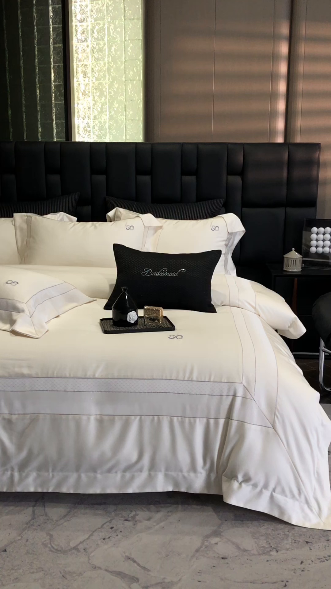 91家纺网 家纺一手货源 找家纺 时亿家居 2025新款天丝棉绣花四件套-臻品系列 臻品-白