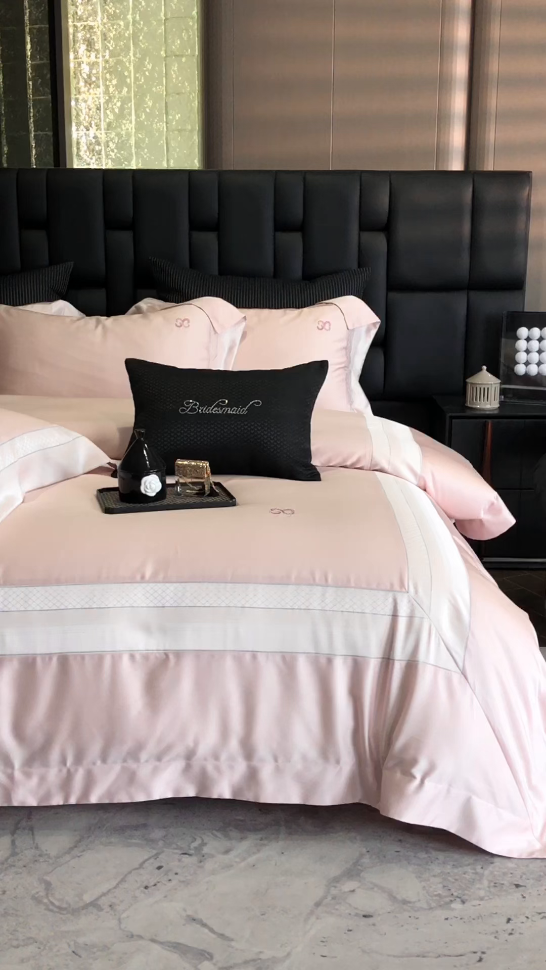 91家纺网 家纺一手货源 找家纺 时亿家居 2025新款天丝棉绣花四件套-臻品系列 臻品-粉