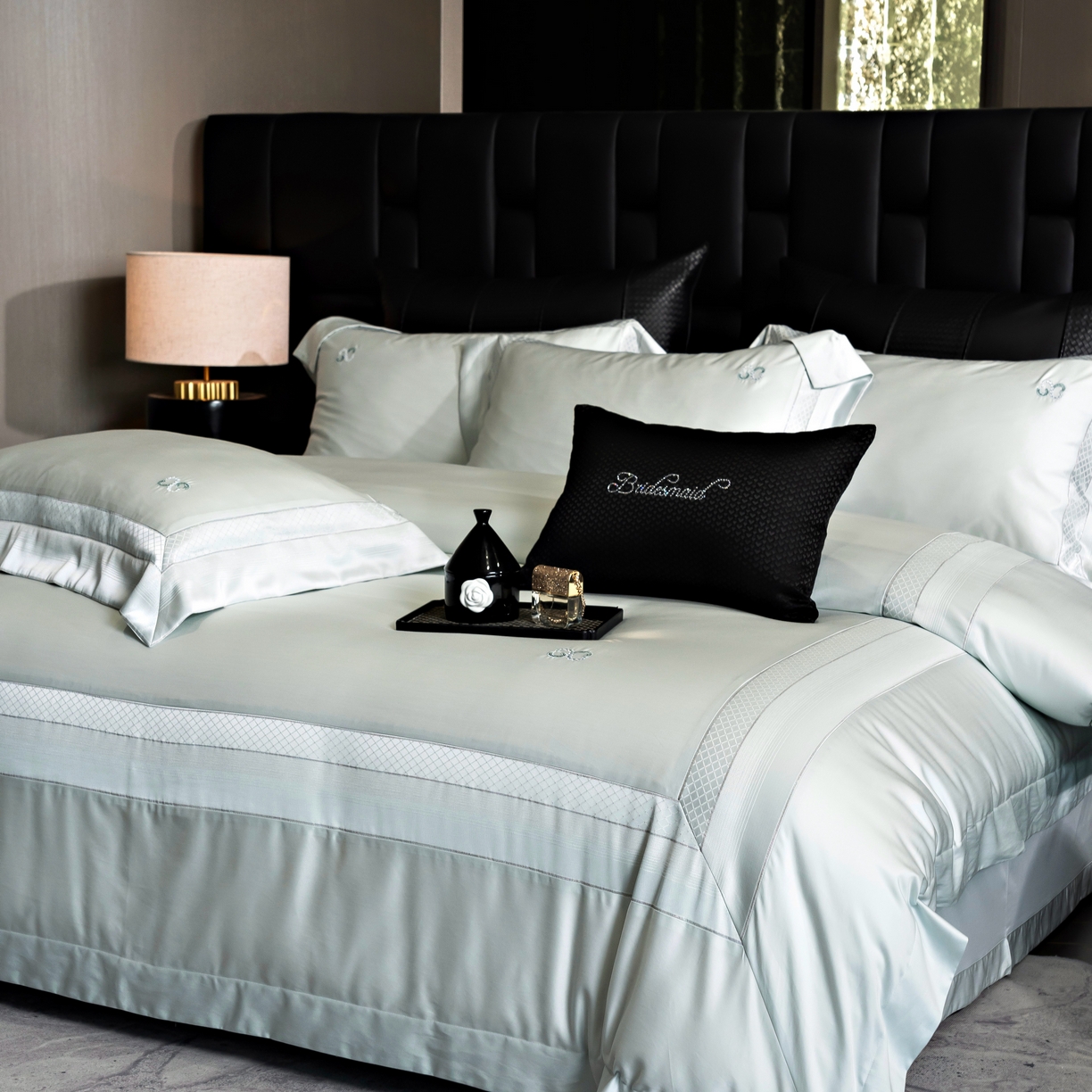 时亿家居 2025新款天丝棉绣花四件套-臻品系列 臻品-兰