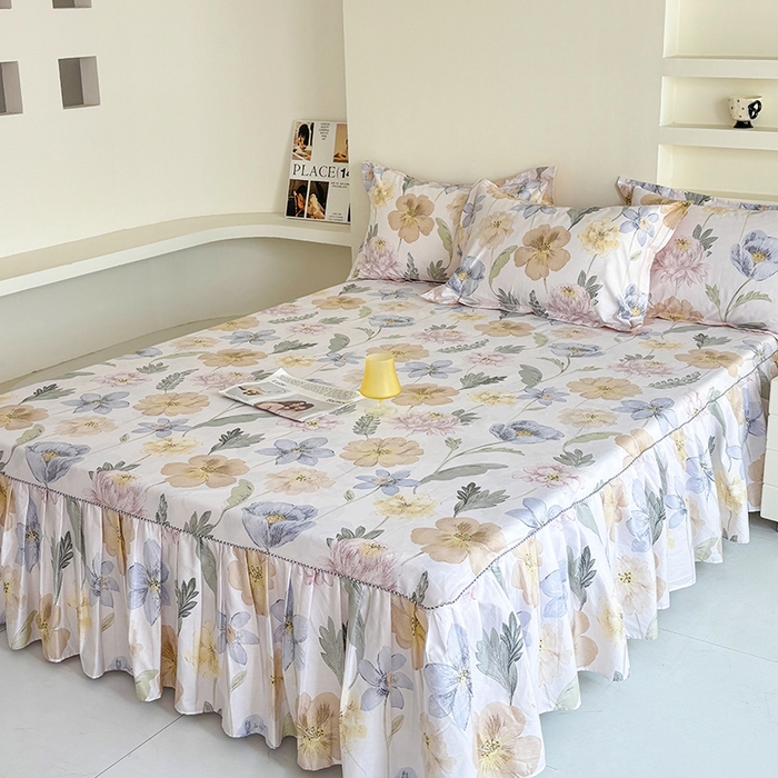 91家纺网 家纺一手货源 找家纺 （总）安逸家纺 13376新款全棉床裙床罩学生纯棉单床裙