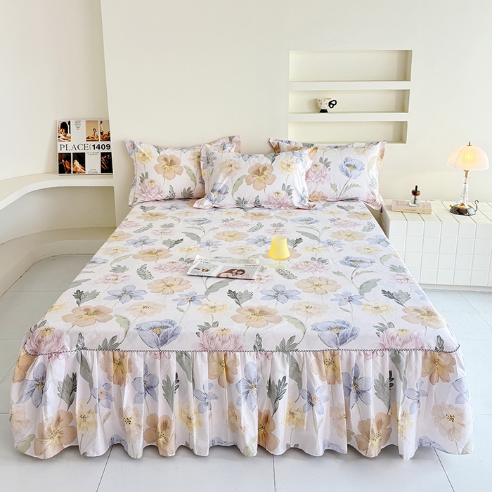 91家纺网 家纺一手货源 找家纺 （总）安逸家纺 13376新款全棉床裙床罩学生纯棉单床裙