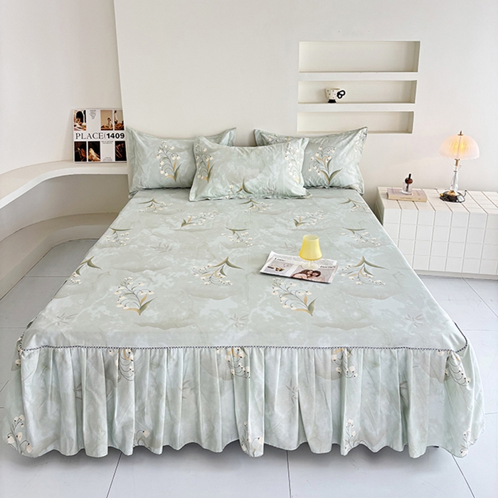 91家纺网 家纺一手货源 找家纺 （总）安逸家纺 13376新款全棉床裙床罩学生纯棉单床裙