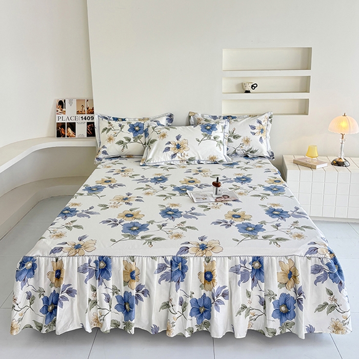 91家纺网 家纺一手货源 找家纺 （总）安逸家纺 13376新款全棉床裙床罩学生纯棉单床裙