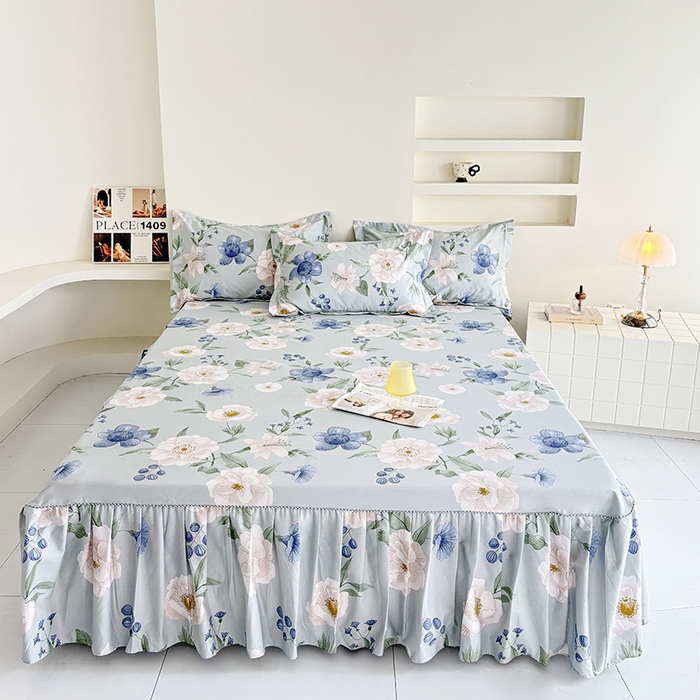 91家纺网 家纺一手货源 找家纺 （总）安逸家纺 13376新款全棉床裙床罩学生纯棉单床裙