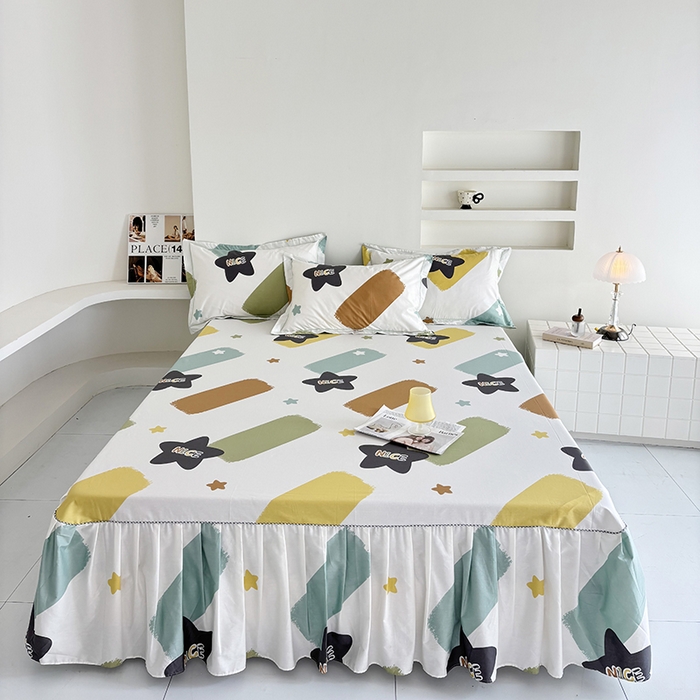 91家纺网 家纺一手货源 找家纺 （总）安逸家纺 13376新款全棉床裙床罩学生纯棉单床裙