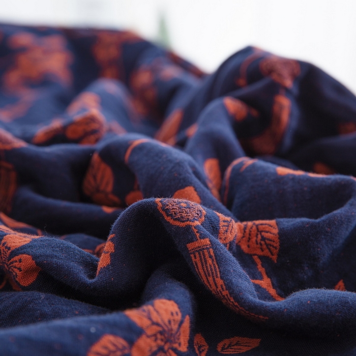 91家纺网 家纺一手货源 找家纺 2025新款全棉色织双层纱纽扣款四件套 春晖-深兰