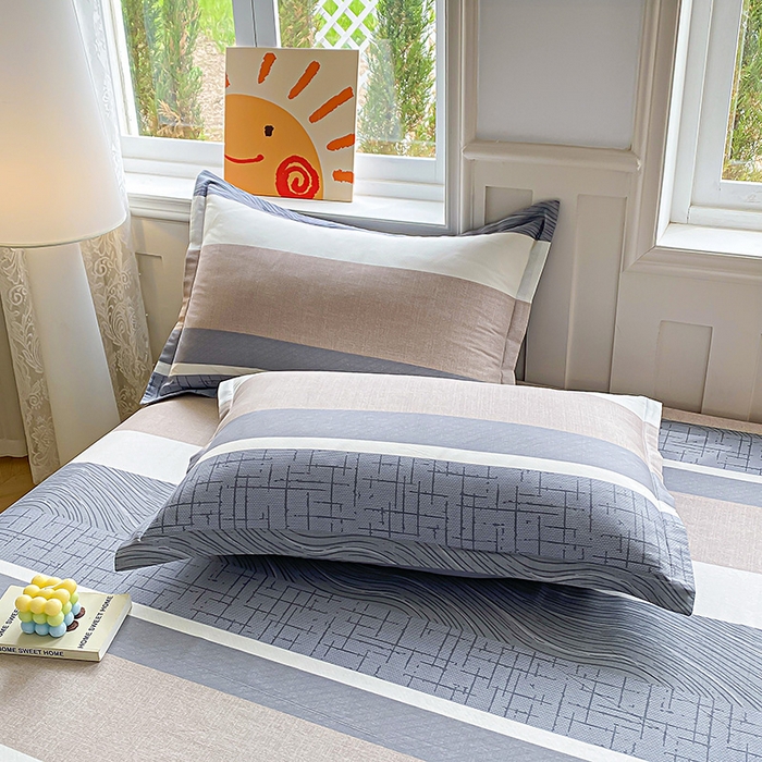 91家纺网 家纺一手货源 找家纺 天之爱 2025新款全棉印花单枕套 布兰卡-灰