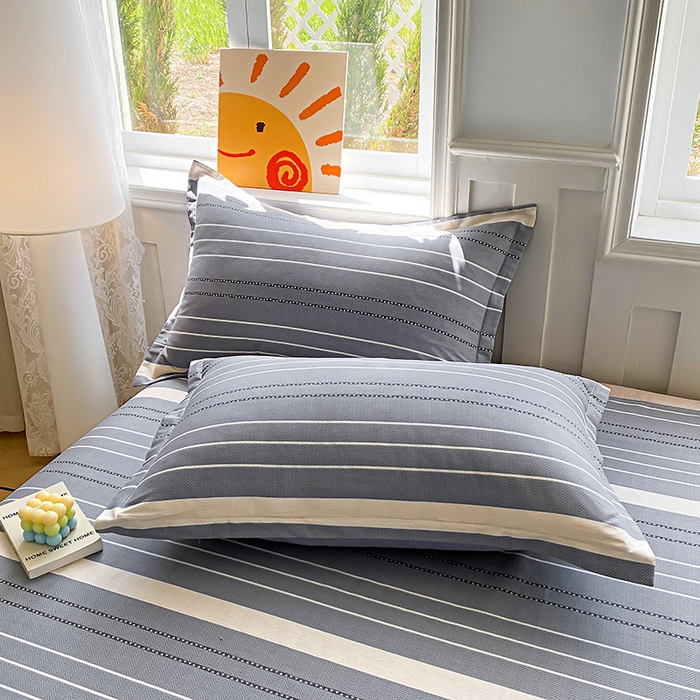 91家纺网 家纺一手货源 找家纺 天之爱 2025新款全棉印花单枕套 芬利莱-灰