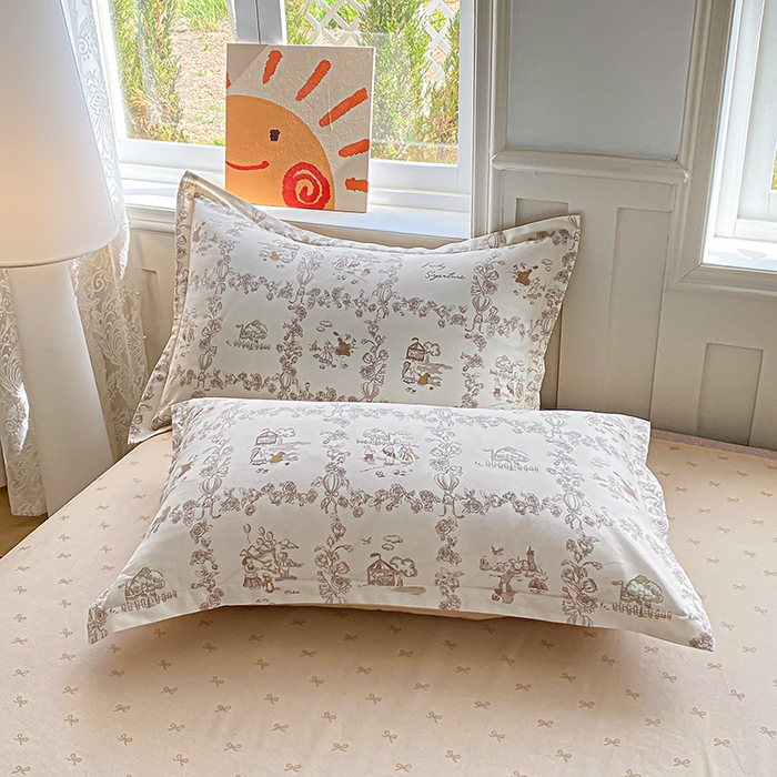 91家纺网 家纺一手货源 找家纺 天之爱 2025新款全棉印花单枕套 乡野小筑