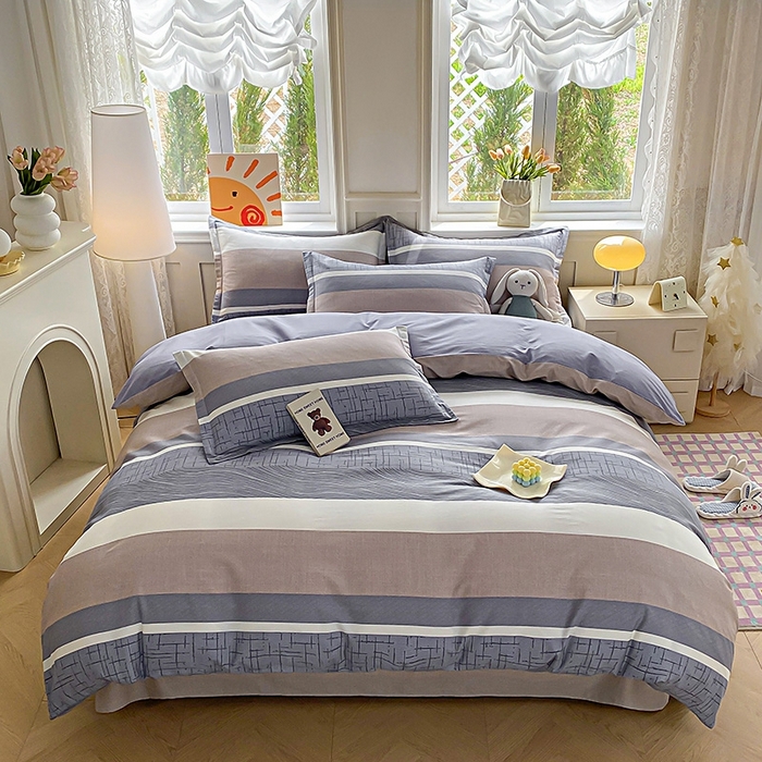 91家纺网 家纺一手货源 找家纺 天之爱 2025新款全棉印花单被套 布兰卡-灰