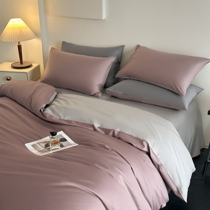 ONE TWO ONE 121 2025新款高支高密长绒棉纯棉双拼撞色四件套-热麦系列 池棠韵味