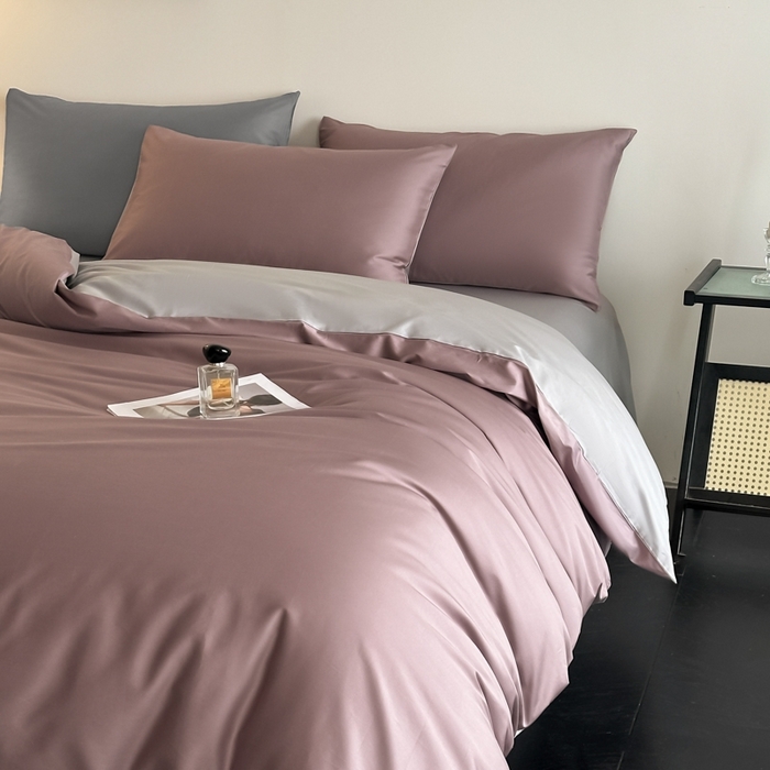 91家纺网 家纺一手货源 找家纺 ONE TWO ONE 121 2025新款高支高密长绒棉纯棉双拼撞色四件套-热麦系列 池棠韵味