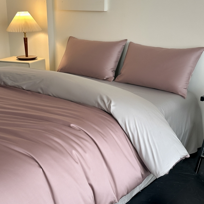 91家纺网 家纺一手货源 找家纺 ONE TWO ONE 121 2025新款高支高密长绒棉纯棉双拼撞色四件套-热麦系列 池棠韵味