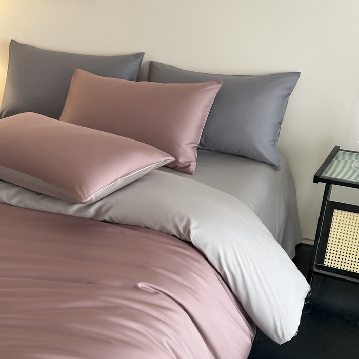 91家纺网 家纺一手货源 找家纺 ONE TWO ONE 121 2025新款高支高密长绒棉纯棉双拼撞色四件套-热麦系列 池棠韵味