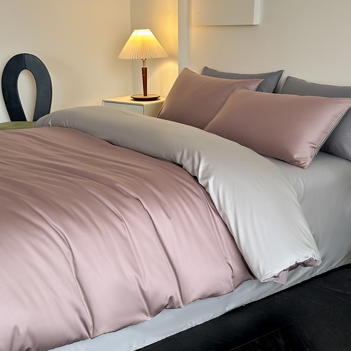 91家纺网 家纺一手货源 找家纺 ONE TWO ONE 121 2025新款高支高密长绒棉纯棉双拼撞色四件套-热麦系列 池棠韵味