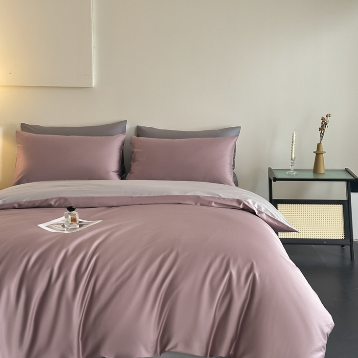 91家纺网 家纺一手货源 找家纺 ONE TWO ONE 121 2025新款高支高密长绒棉纯棉双拼撞色四件套-热麦系列 池棠韵味