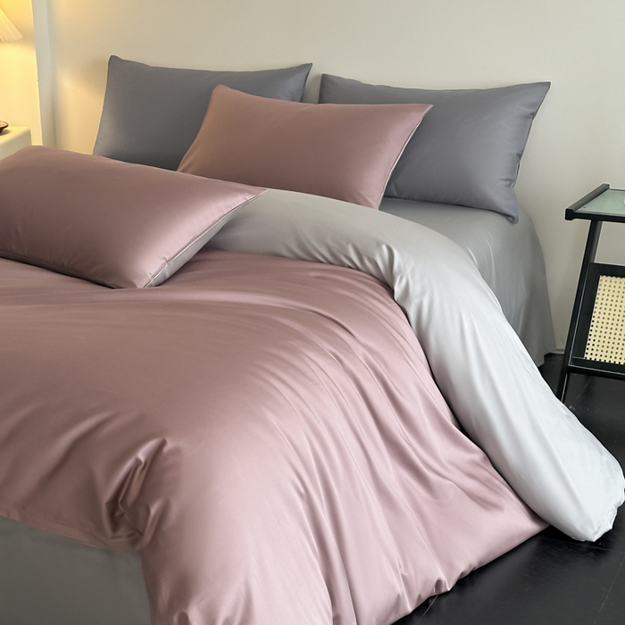 91家纺网 家纺一手货源 找家纺 ONE TWO ONE 121 2025新款高支高密长绒棉纯棉双拼撞色四件套-热麦系列 池棠韵味